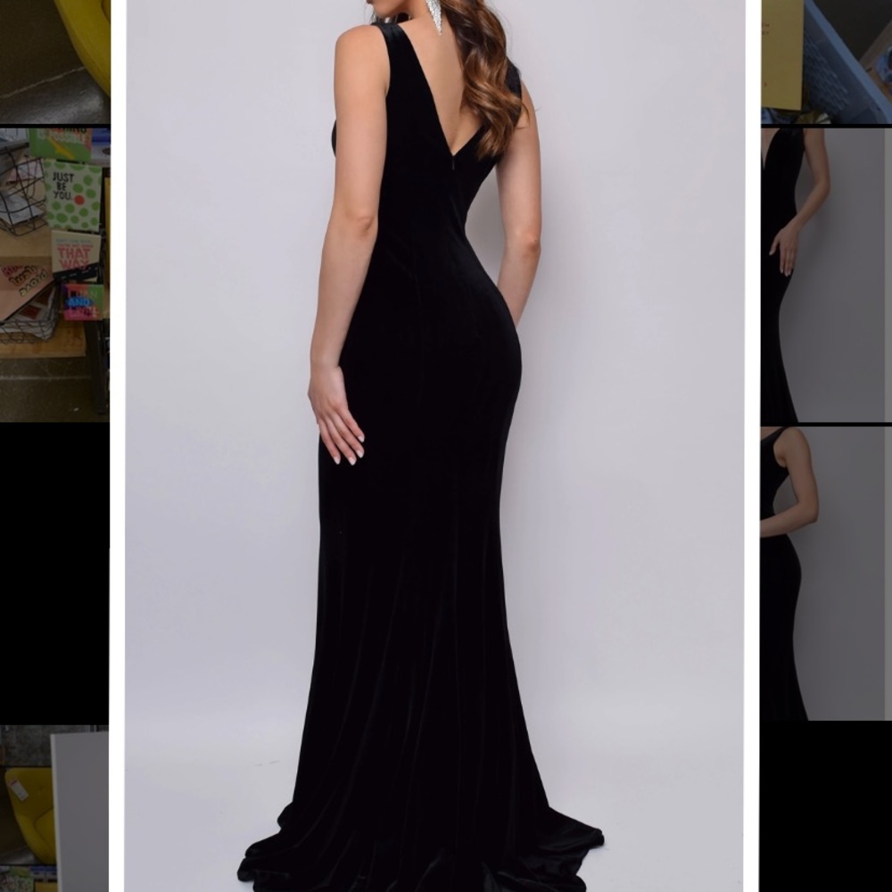Long Black Velvet Evening Gown
